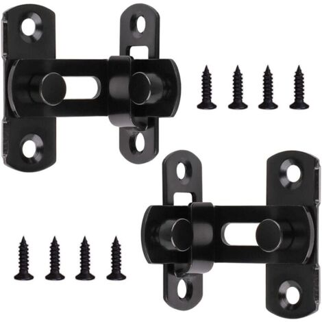 ZVD Verrous de Porte à Angle Droit 2 Pièces Loquet à Bascule Serrure de Porte en Acier Inoxydable Boucle de Porte Boulon de Porte Boulons de Verrouillage avec Vis pour Portes et Fenêtres Noir