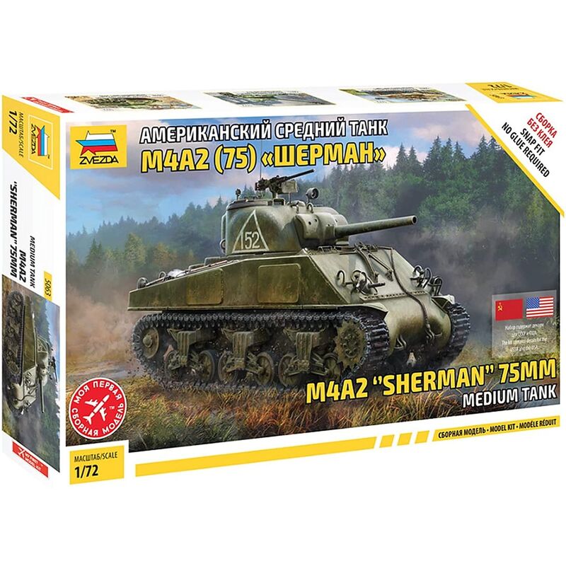 M4A2 Sherman 1:72 Scale Model Kit - Zvezda