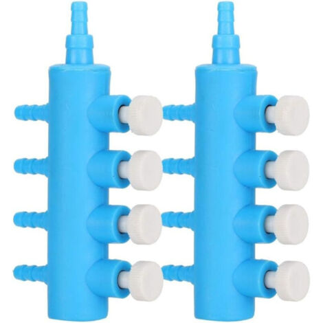 Zwei Aquarien-Luftabscheider, verstellbarer Luftschlauchanschluss, kompatibel mit Aquarien-Luftpumpen und Aquarienzubehör.
