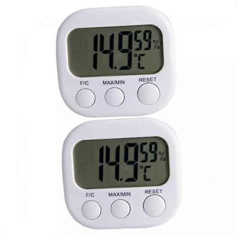 Zwei digitale Hygrometer, ein unverzichtbares Zubehör für Aquarien in Innenräumen.