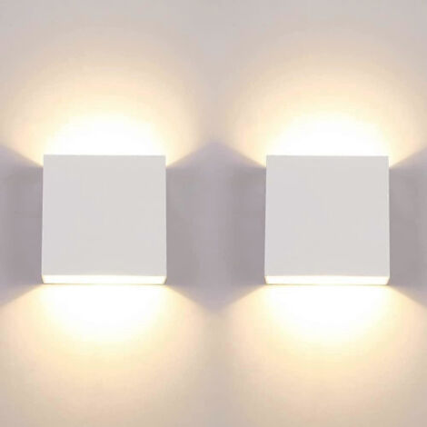 Zwei LED-Wandleuchten, 7W wasserdicht, modernes warmweißes Licht, 3000K, kleines quadratisches Format, geeignet für Schlafzimmer und Flure.
