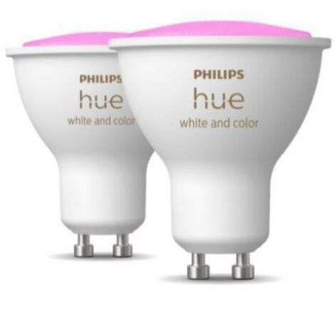 Zwei philips hue led-lampen 34008400 929001953112-gu10 4,3w-weiß und farbe