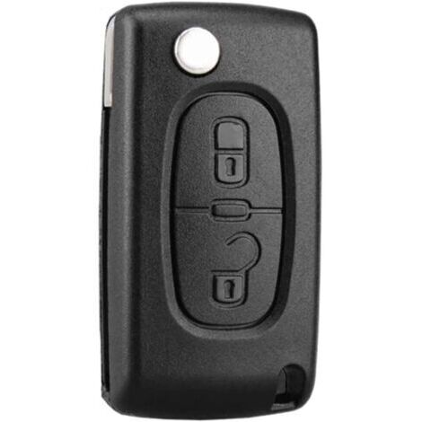 Zwei-Tasten Schlüsselhülle Ersatzgehäuse kompatibel mit CE0536 für Peugeot 207, 307, 308, 407, 408, 3008, 5008 und Citroën C2, C3, C4, C5, C6, C8, klappbar, mit 2 Tasten