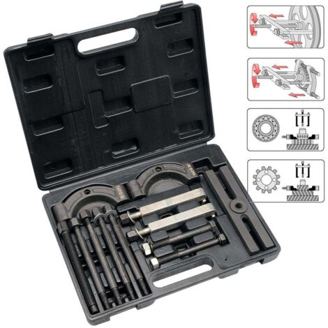 Zweiarm-Abzieher-Set mit Leitelement, 14-teilig, Stahl