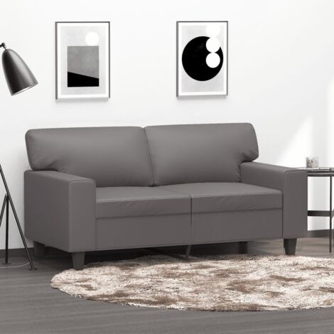Zweiersofa Grau 120 cm Kunstleder