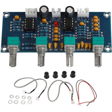 Zweikanal-Vorverstärker mit Bass-, Mitten- und Höhenregler, Dual-Core NE5532 Lautstärkereglerplatine für Kopfhörer und Lautsprecher, 12–24 V DC-Audiosystem