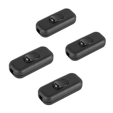 Zweipoliger 6-A-Schalter, Inline-Schnurschalter für Kleingeräte oder Lampen, Schwarz – 4er-Pack