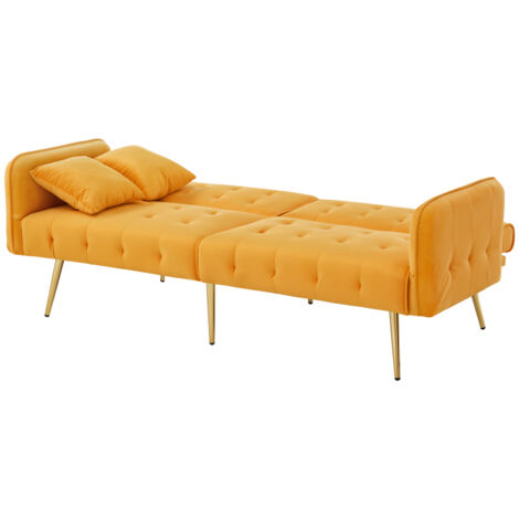 Zweisitzer-Multifunktions-Sofabett mit Bettfunktion, verstellbarer Rückenlehne + mehrstelligen Armlehnen. Modernes Faltsofabett für Wohnzimmer - Veloursbezug. Großzügiger Schlafbereich