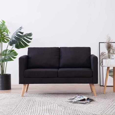 Zweisitzer Sofa aus schwarzem Stoff