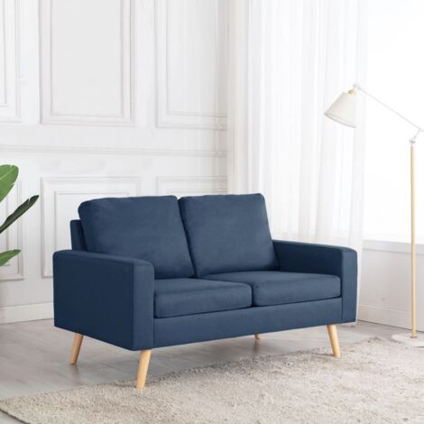 Zweisitzer Sofa Blau Stoff