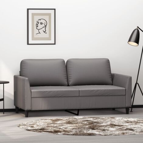 Zweisitzer Sofa Grau 140 cm Kunstleder