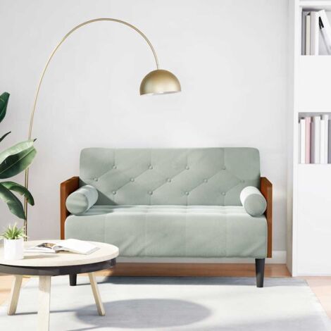Zweisitzer-Sofa mit Nackenrollen Hellgrau 110 cm Samt vidaXL