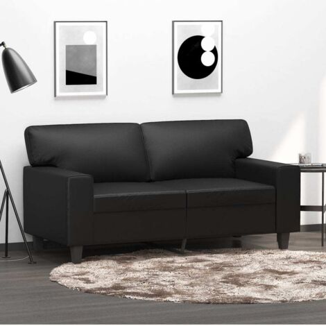 Zweisitzer Sofa Schwarz 120 cm Kunstleder