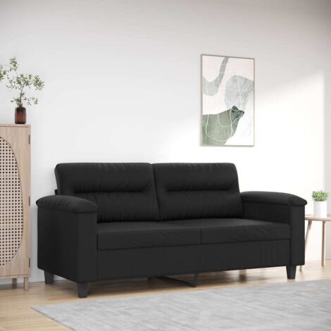 Zweisitzer Sofa Schwarz 140 cm Kunstleder