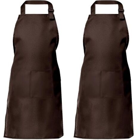 Zweiteilige Kochschürze für Damen und Herren, Haushalts-Werkzeugschürze mit 2 Taschen zum Grillen, Kaffeefarben