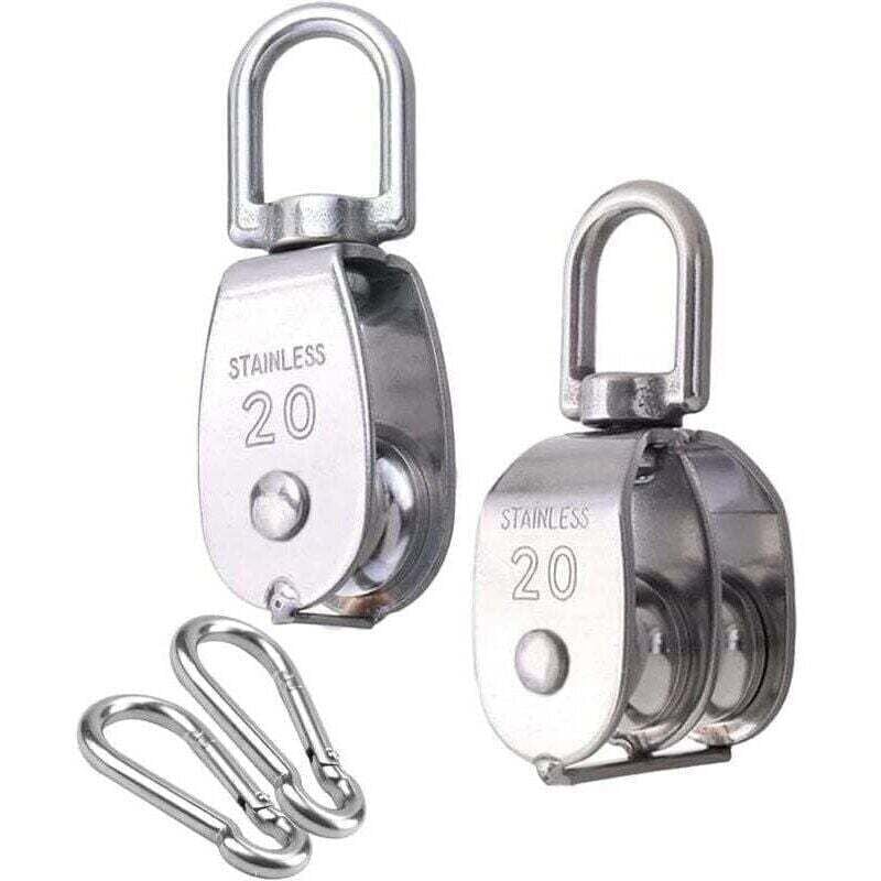 Image of Zweiteilige Seilrolle, XU, Rolle aus Edelstahl 304, 75 kg Tragfähigkeit für Hebeseile, Schiff - KZQ