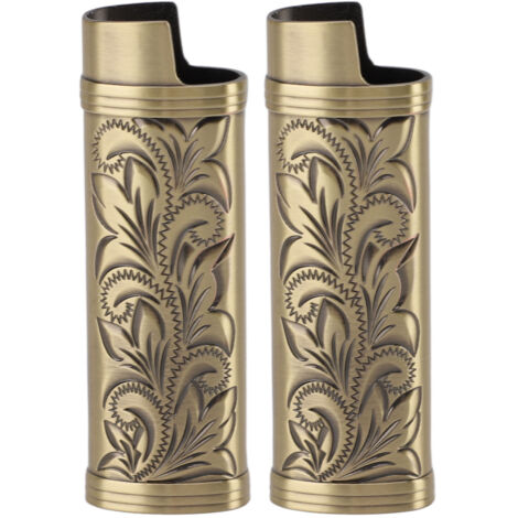 Zweiteiliges Feuerzeuggehäuse aus Zinklegierung, Blumenmuster für Camping und Wandern, Bronze