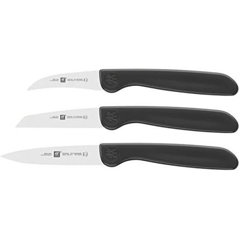 Zwilling 38115-001-0 Die Roten Set Coltelli da Cucina per Verdure, Lame Temprate in Ghiaccio, Manici Neri, 3 Pezzi