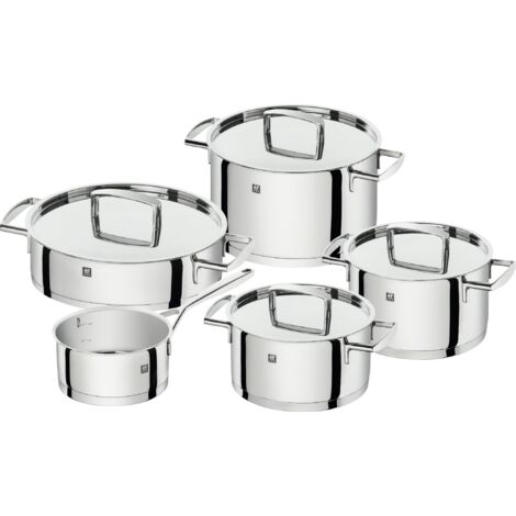 Zwilling - Batteria di pentole in acciaio inox, colore: grigio lucido