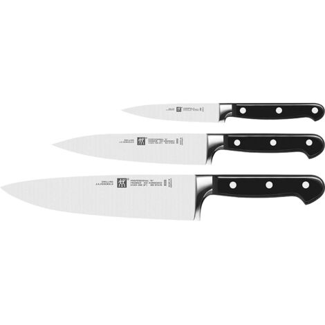 ZWILLING Set di Coltelli, 3 Pezzi, Spelucchino, Coltello per Carne, Coltello da Chef, Acciaio Inox Speciale/Impugnature in Plastica, Professional S