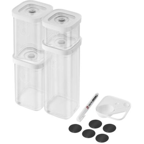 ZWILLINGFRESH &amp SAVE CUBE Set, Taglia S, Set de conservazione de 6 pezzi, include 3x contenitori CUBE S, cucchiaio dosatore ed etichette NFC.