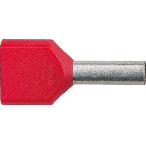 Zwillings-Aderendhülsen isoliert 1,5 mm² x 16 mm, rot - 500 Stück