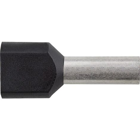 Zwillings-Aderendhülsen isoliert 6,0 mm² x 26 mm, schwarz - 100 Stück