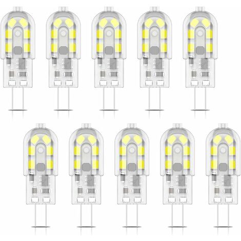 ZXPASRA 10X G4 Ampoule LED 2W LED Bulb 12 SMD 2835LEDs Blanc Froid 6000K Ampoule Lampe 200LM Équivalent à Lampe Halogène 20W AC/DC12V