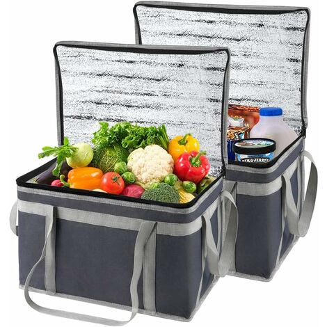 ZXPASRA 1Pcs Sacs De Courses Pliable, Sac Alimentaire Isotherme Reutilisable, Sac Pique Nique isolant avec couvercle, Le Sac À Lunch Thermique Peut Garder La TempÉRature Et La Fraîcheur Des Aliments (