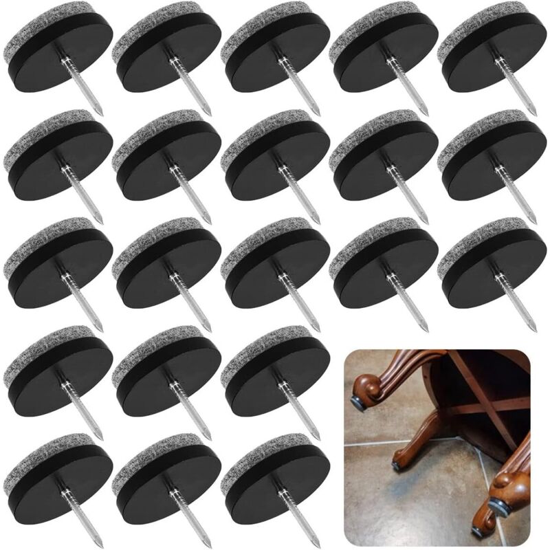 ZXPASRA Patin Chaise a Clouer,Tampon Chaise,80 Pièces Clous Patins de Meuble,Patins Meubles en Feutre Tampons pour Protection Pieds de Table Chaise