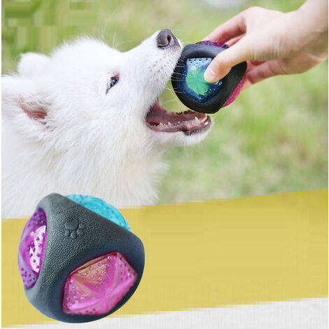 ZXPASRA Balle de Chien Elastique Flash LED Balle de rebondissement Lumière Jouet pour Chien Balle Interactive pour Chien