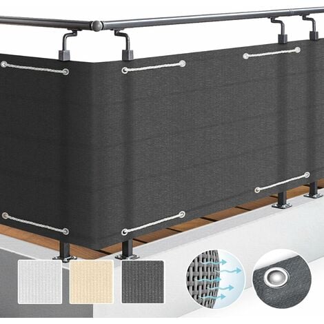 Brise-Vue pour Balcon Couverture de confidentialité Écran 100% Polyester(160g/㎡) Protection HDPE,90x500cm
