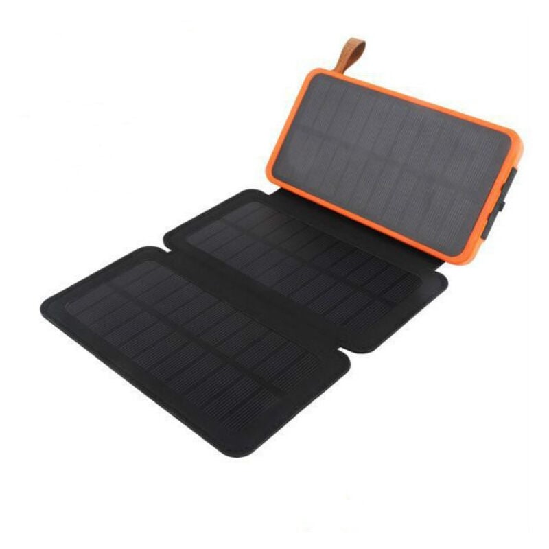 Chargeur Solaire 10000mAh Portable Batterie Externe avec 2 Panneaux Imperméable Power Bank avec 2 usb Outdoor Camping pour Téléphone Tablettes-Bleu