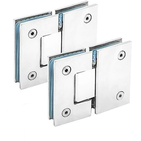 ZXPASRA Charnières de porte de douche en verre à 180 degrés, très résistantes en acier inoxydable 304 poli, chrome poli pour porte de douche en verre trempé de 8 à 12 mm