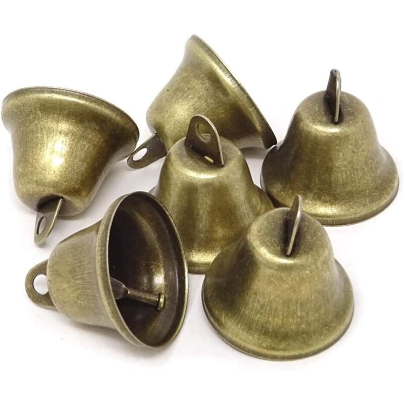 Groofoo - Clochette vintage en bronze - 35 mm - Petit pendentif pour bricolage - Cloche en cuivre - Petit Noël - Mariage - Bijoux - Carillons à vent