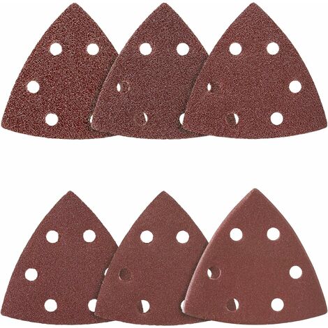 ZXPASRA Delta-Triangles de Ponçage │ 50 pièces │ 6 trous │ 93 x 93 x 93 mm │ grain 120 │ pour ponceuses delta │ Feuilles Abrasives │ Papier Abrasif