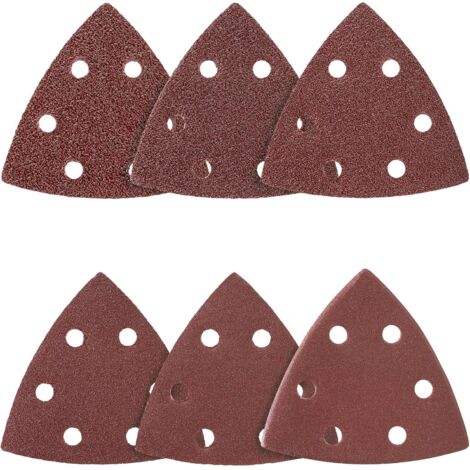 ZXPASRA Delta-Triangles de Ponçage │ 50 pièces │ 6 trous │ 93 x 93 x 93 mm │ grain 120 │ pour ponceuses delta │ Feuilles Abrasives │ Papier Abrasif