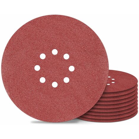 ZXPASRA Disque de Ponçage 225 mm Papier Abrasif 8 Trous Grain 120 pour Ponceuse Murale 30PCS