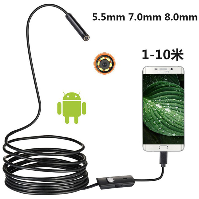 Zxpasra - groofoo Endoscope 3 en 1 USB/Micro USB/Type-C 1280P Caméra d'inspection 2.0 mégapixels hd Borescope étanche Câble Semi-Rigide Serpent