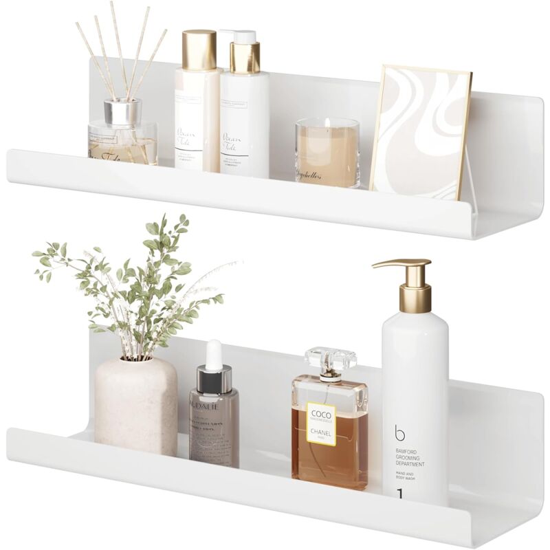 Zxpasra - Ineasicer Ensemble de 2 Étagère Murale,Pas De Perçage, Étagère Flottante,Étagère en Acrylique Blanc Pour Livres et Photos,Décoration