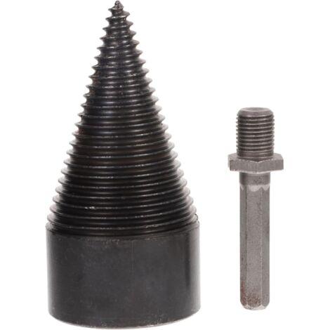 ZXPASRA Foret de Fendage de Bois, Foret Conique, Foret À Bois pour Fendre du Bois 50mm, Durable Outil De Broyage De Bois De Cône De Vis De Fendage avec 3 Poignées de Forage, Carré/Rond/Hexagonal