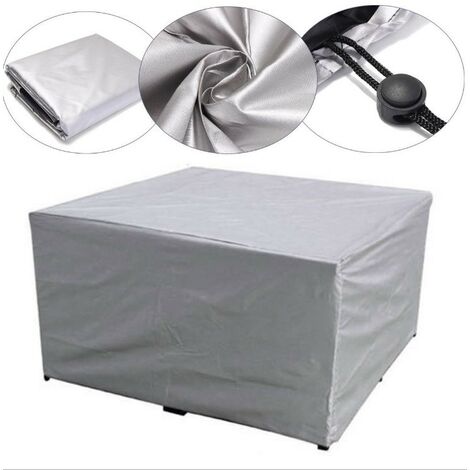 ZXPASRA Housse pour Table de Jardin, Rectangulaire Housse de Protection Bâche Imperméable pour Mobilier Salon de Jardin, Anti-Vent/Pluie/UV/Poussière, avec Cordons de Serrage(150x150x75cm)