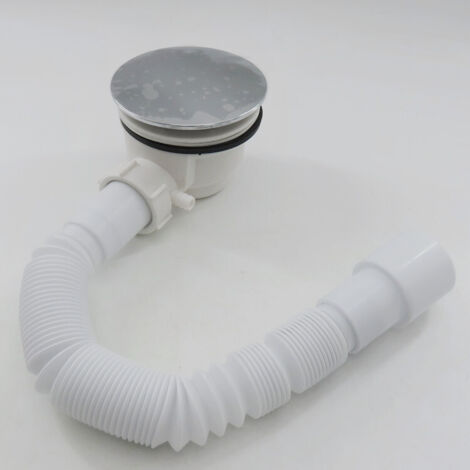 ZXPASRA Kit pour receveur de douche - système d'écoulement extra plat en chrome Ø 90 mm + coude d'évacuation + flexible