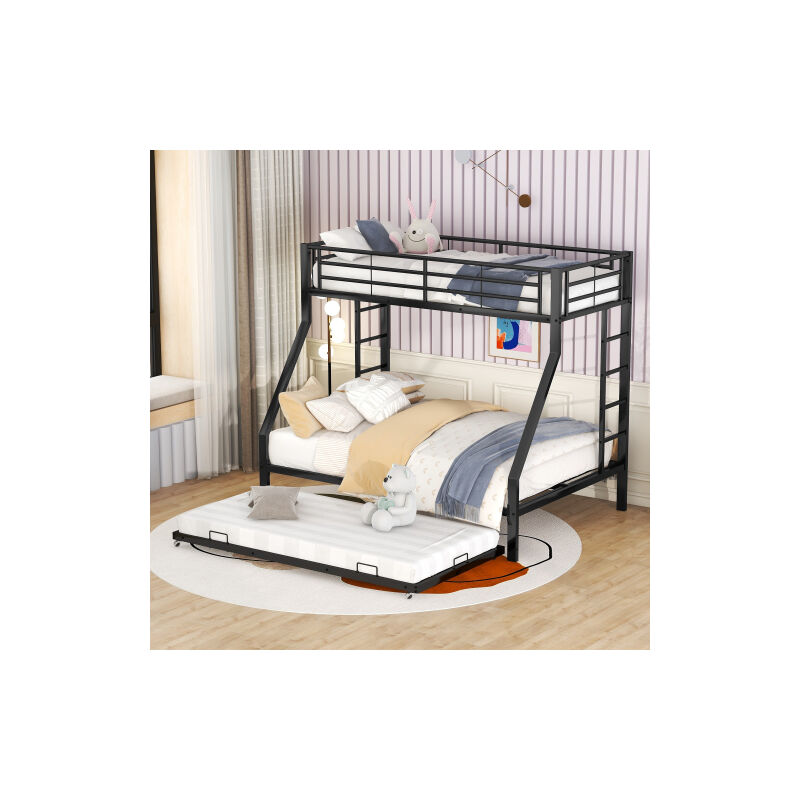 Zxpasra - aiducho Lit superposé, lit gigogne en métal, avec échelle des deux côtés pour enfants, adolescents, adultes, facile à monter,