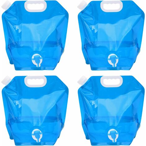 ZXPASRA Lot de 4 bidons d'eau pliables de 10 l avec robinet, jerrican d'eau flexible portable pour eau potable, sac à eau pliable pour l'extérieur, camping, barbecue, ménage