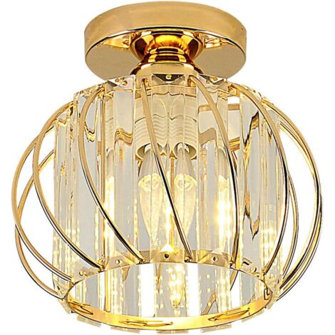 ZXPASRA Luminaires de Plafond à Cristaux, Petit Plafonnier à encastrer à LED pour cuisine couloir salles à manger salons bar (Gold)