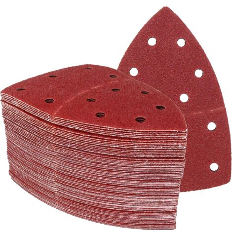 ZXPASRA Prio-Triangles de Ponçage  │ 50 pièces │ 11 trous │ 105 x 152 mm │ grain 40 │ pour ponceuses multiples │ Feuilles Abrasives │ Papier Abrasif