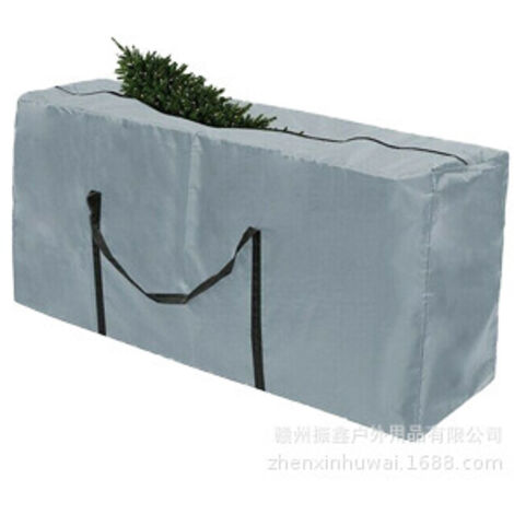 ZXPASRA Sac de Rangement pour Coussins de Meubles de Jardin, Iimperméable, Étanche à la Poussière, Anti-UV, Robuste Tissu Oxford 210D Housse de Rangement pour Le Sapin Noel (122x39x55cm) - Gris