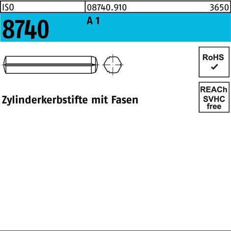 Zylinderkerbstift ISO 8740 m.Fasen 5 x 10A 1 100 Stück
