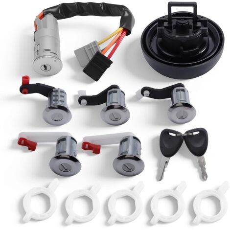 Zylinderschalter Kit Start Lenkung Schloss, Tankdeckel Vorne Hinten Seite Tür Passend für Opel Movano Passend für Renault Master 2 1998–2010, Zündschlossschalter 7701471592, 7701471591